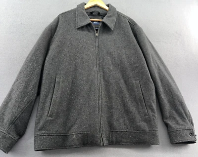 Chaqueta De Colección Gap Para Hombres Talla XXL Gris Lana Larga Slv Cremallera Completa Cuello Chaqueta Años 90 Y2K Foto 1 de 4
