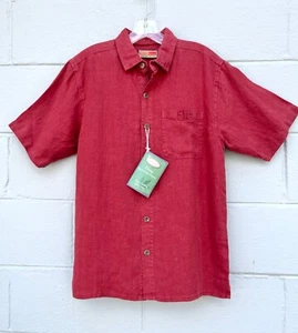 XL 100% Hemp “Linen” Camp Cruz Men's Short Sleeve Shirt Brick Red NWT X-Large - Picture 1 of 8
