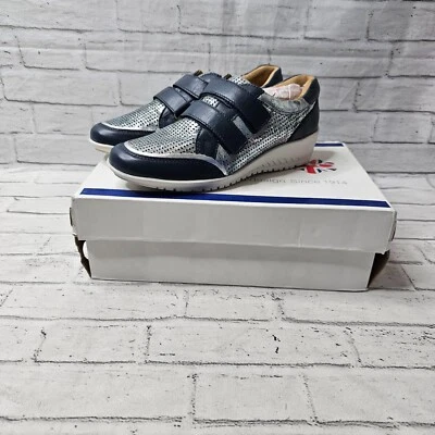 Padders Women’s Slip-On Leather Trainers UK 3 Navy Silver Element Comfort - Image 1 of 4