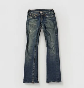 Y2K True Religion Jeans Womens 25 Blue Denim Billy Straight Leg Low Rise Grunge - Bild 1 von 7