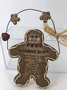Gingerbread Man Christmas Grandma's Recipe Wall Decoration 7” Incl Hanger - Picture 1 of 9