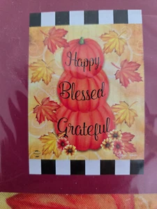 INDOOR/OUTDOOR FLAG: PUMPKINS WITH LEAVES ALL AROUND - 12 X 18 INCHES - 2 SIDED - Picture 1 of 2