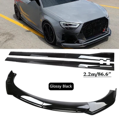 Front Bumper Lip Spoiler Splitter Side Skirt For Audi A3 Quattro/RS3/S3 Body Kit Foto 1 de 4