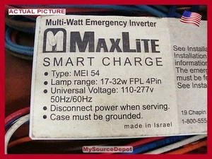 MAXLITE SMART CHARGE,MEI54,MULTI-WATT EMERGENCY INVERTER,RANGE 17-32W,FPL 4 PIN - Picture 1 of 1
