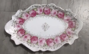 Vintage Prov SXE ES Germany Pink Rose w/Gold Gilt Trinket Dish Scalloped Edges - Picture 1 of 2