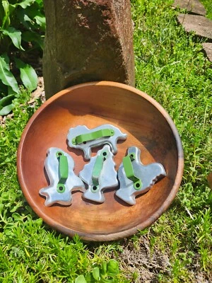 Primitive Wooden Butter Dough Bowl With Wood Cookie Cutters Farmhouse Country - Image 1 of 4