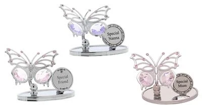 Special Mum Nanna Butterfly Plaque Chrome Plated Crystocraft Mothers Day Gift