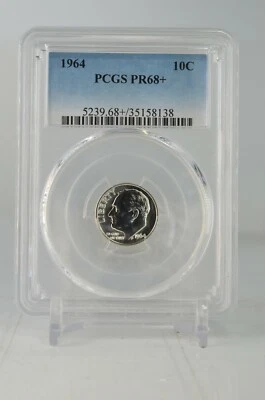 PR68+ 1964 PCGS GRADED PROOF SILVER ROOSEVELT DIME RARE UNCIRCULATED COIN PR 68+ - Image 1 of 4