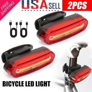 2 X LED Bicycle Cycling Tail Light USB Rechargeable Bike Rear Warning Light - Picture 1 of 23