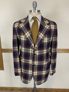 AWESOME VINTAGE CRICKETEER COLORFUL BLANKET PLAID BLAZER SIZE 42