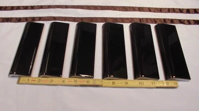 6 uds. Azulejos de nariz de toro de radio de cerámica negros brillantes de 2" X 6" X 5/8", tapas de barro, nuevos Foto 1 de 4