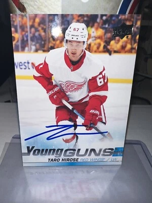 taro hirose  hand signed young guns cards Detroit Red wings NHL - Image 1 of 4