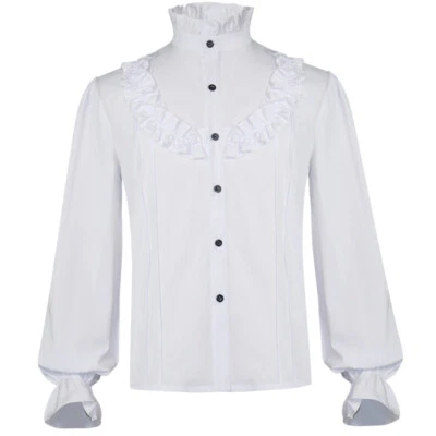 Средневековая винтажная рубашка мужская плиссированная пиратская рубашка стимпанк викторианский костюм топы - Изображение 1 из 4