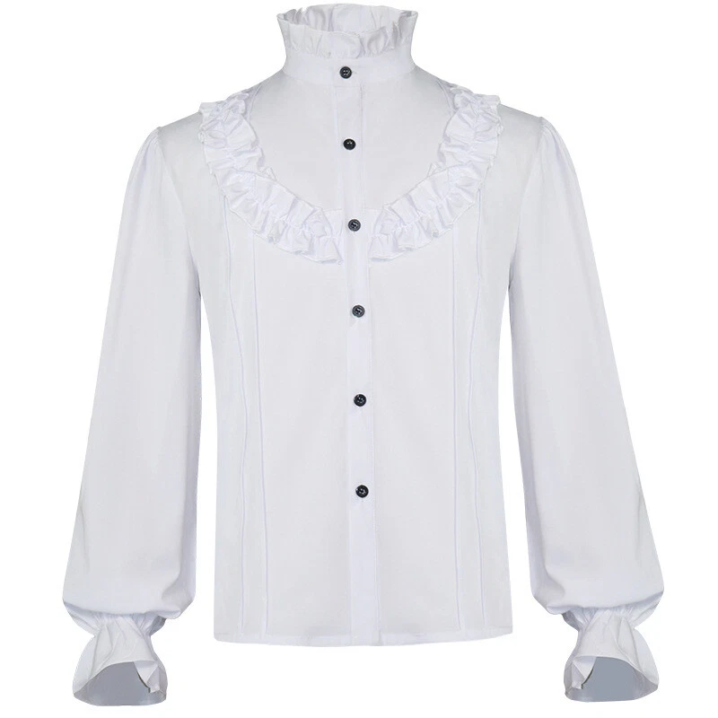 Средневековая винтажная рубашка мужская плиссированная пиратская рубашка стимпанк викторианский костюм топы - Изображение 1 из 4