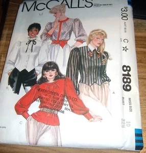 UNGESCHNITTENE 70er-80er VINTAGE BLUSE McCALL's GR 10 BRUSTUMFANG 32-1/2 #8189 - Bild 1 von 1