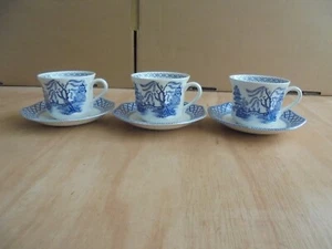 J&G Meakin Royal Staffordshire Willow Ironstone 3 x cups and saucers. - Picture 1 of 20