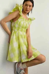 New Anthropologie Maeve Square-Neck Flutter-Sleeve Shirred Dress sz XL NWT /414 - Picture 1 of 8