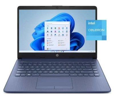 New HP Stream Laptop 14" HD Celeron N4120 16GB 64GB eMMC Webcam Office 365 Blue - Image 1 of 4