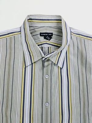 Camisa de algodón manga larga Club Monaco talla 2XL para hombre gris amarillo negro verde a rayas Foto 1 de 4