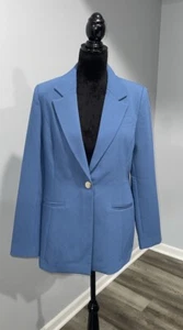 T Tahari suit blazer jacket indigo blue one button size 10 women’s NEW - Picture 1 of 15
