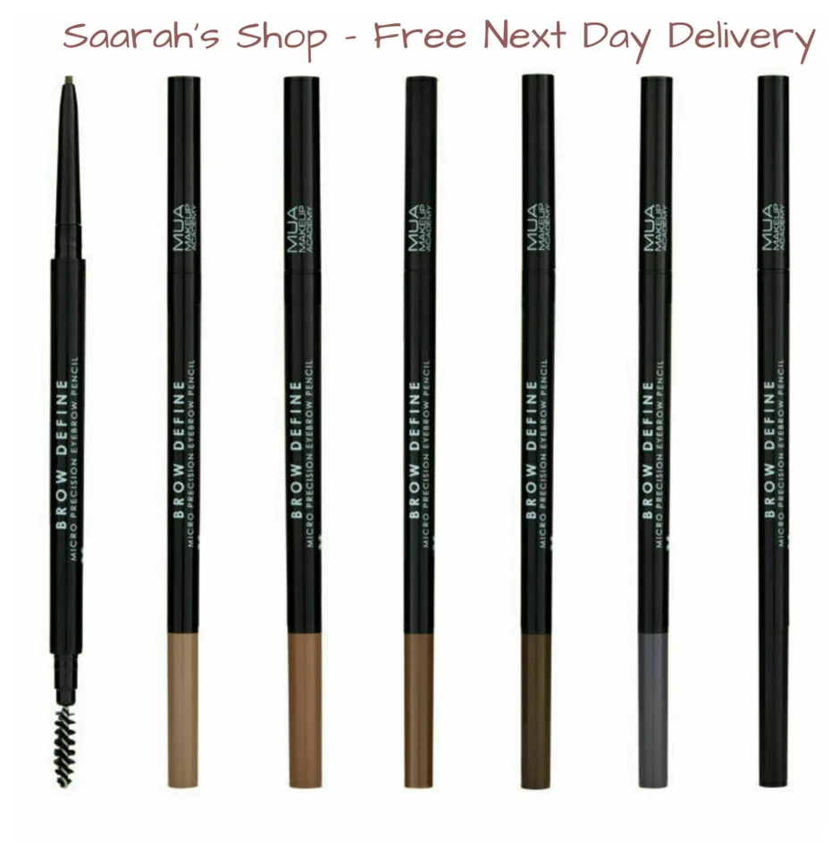 MUA Makeup Brow Define Micro Precision Eyebrow Pencil & Spooly - 6 Shades Vegan