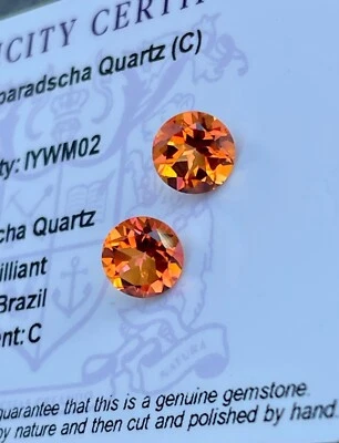 Genuine 3.50Ct Brazilian Padparadscha Quartz Brilliant Round Loose Gemstones - Image 1 of 4