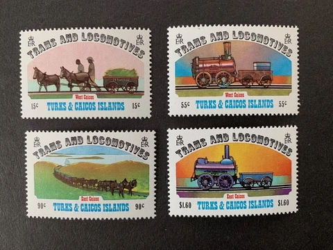 TURKS & CAICOS 1983 TRAMS & LOCOMOTIVES 4v MNH MINT SG731/734 Cover