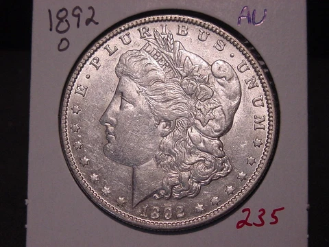 1892-O MORGAN DOLLAR AU NICE BETTER DATE COMBINED SHIPPING Cover