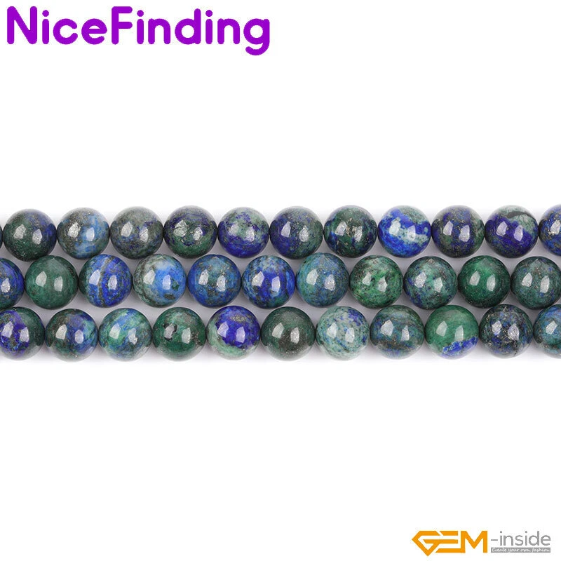 Круглые малахитовые бусины из лазурита россыпью для изготовления ювелирных изделий 15 дюймов - Изображение 1 из 4