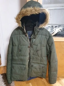 Mens Casual Padded Parker Jacket Hooded Parka Style Coat - Picture 1 of 10