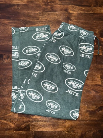 New York Jets NFL Team Apparel Green White Logo Sleep Pajama Pants L Cover