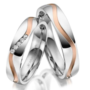 Trauringe Partnerringe Sterling Silber 925 Zirkonia Eheringe SI-28 | Paarpreis - Bild 1 von 2