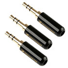 3Pc Black 3.5mm Male Stereo Headphone Audio Solder Connector Gold Plated Copper