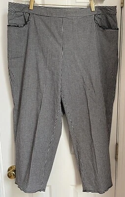 Saks Real Clothes Salon Z Capri Pants Size 20 Black & White Check Stretch Cotton - Image 1 of 4
