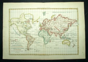 CARTE GÉOGRAPHIQUE ANCIENNE MAPPEMONDE MAPPE-MONDE de M. Bonne 1787 - Imagen 1 de 5