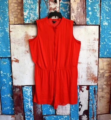 Mono mameluco corto sin mangas con botones ANA naranja para mujer Foto 1 de 4