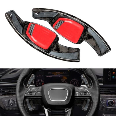Carbon Fiber Steering Wheel Paddle Shifter Extension Fit Audi RS5 RS7 21 Forged - Image 1 of 4