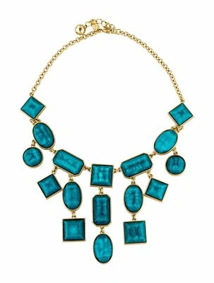 Kate Spade NY Sardinian Sun Spray Bib Statement Necklace Turquoise blue aqua Foto 1 de 4
