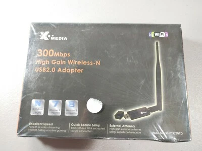 X-Media XM-WN3201D High Gain 300Mbps Wireless-N USB 2.0 Adapter w/5dBi Antenna  - Image 1 of 2