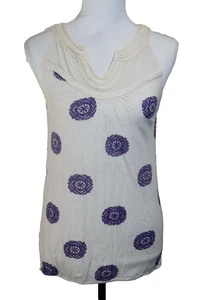 LUCKY BRAND Women’s Size S Cream With Flower PrintY Sleeveless TOP Shirt - Picture 1 of 6