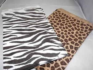 50 6x9 Bolsas de Mercancía de Papel con Estampado de Animales de Cebra y Leopardo, Bolsas de Fiesta para Tratamientos - Imagen 1 de 9