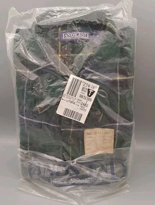 Camisa de Franela Lands End De Colección Manga Larga Botón Nueva con Etiquetas Time Capsule Hungría Años 90 Foto 1 de 4