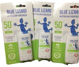 3 BLUE LIZARD Mineral Sunscreen Stick Zinc Oxide SPF 50+ Kids Unscented 0.50 - Picture 1 of 1