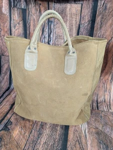 Vintage Orvis Large Brown Suede Tote Bag Leather Handles Boat Fishing - Picture 1 of 14