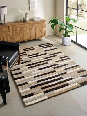 Hand-Tufted Wool Rug 6x9 ft -Handmade Modern Style, Soft Wool, Abstract Rug - Image 1 of 4