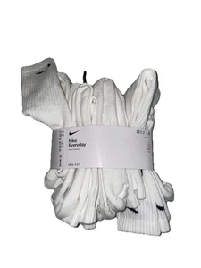 White Nike Everyday Plus Max Cushioned Crew Socks - (6 Pairs) BRAND NEW - Picture 1 of 3