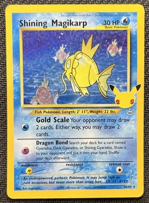 Shining Magikarp Celebrations Classic Collection Pokemon Card 66/64 2021 NM - Image 1 of 2