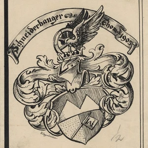 Exlibris Zeichnung Tinte Guggenbichler Thomas Schneiderbanger Symbolismus sig 19 - Picture 1 of 3