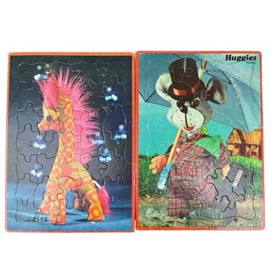 Lote Rompecabezas Marco Bandeja Preescolar Animales Huggies Años 70 De Colección Jirafa Ratón Doctor Foto 1 de 4