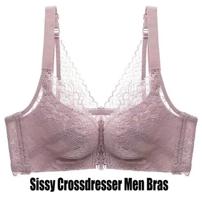 Trans Girl Men Bras Front Closure Brassiere Sissy Crossdresser Bra Boys Lingerie - Image 1 of 4
